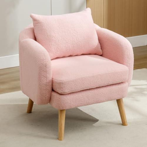 KOMHTOM Divano rosa Poltroncina camera da letto Poltrona da lettura per soggiorno camera da letto balcone (beige)