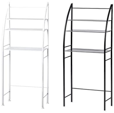 BURAKH 3 Tier Over Toilet Storage Rack | Steel, Space-Saving Bathroom Storage Rack | Freestanding, Wall-Mountable, White
