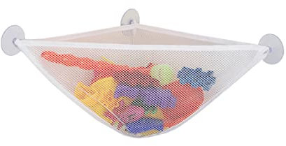 Organisateur de Jouets de Bain avec des aspirations Solides Baignoire des Jouets de Baignoire Sac de Coin Filet pour bébés garçons et Filles Blanc