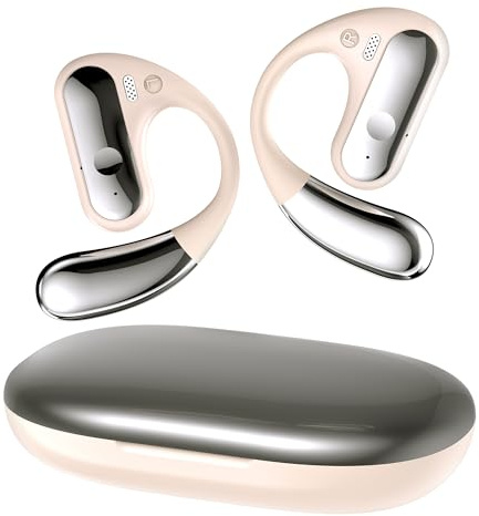 Boytond Open Ear Bluetooth Kopfhörer, Kabellos Bluetooth 5.3, mit 4 Mic, 40 Std Dual LED Anzeige Type-C IP7 wasserdichte ENC Sport Ohrhörer Khaki
