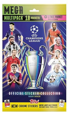 TOPPS UCL Mega-Multipack-Aufkleber 24-25, Mehrfarbig, Cartoon, Papierrechteckig, Glänzend, Indoor, Sammelalbum, Einmalgebrauch