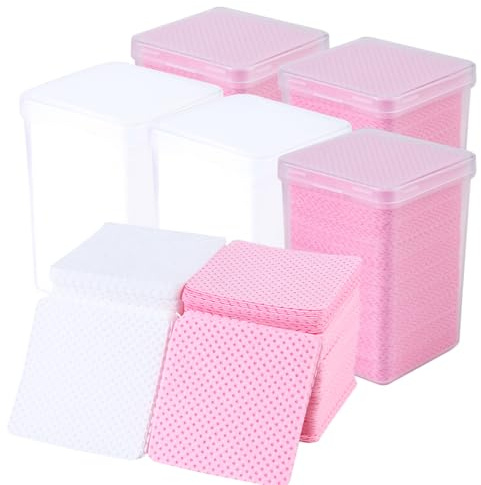1000 Pièces Coton Lingette Ongles,Coton Ongles Gel Non Pelucheux Lingettes | Coton Ongles Ongles Degraissant Coton Vernis Rose/Blanc