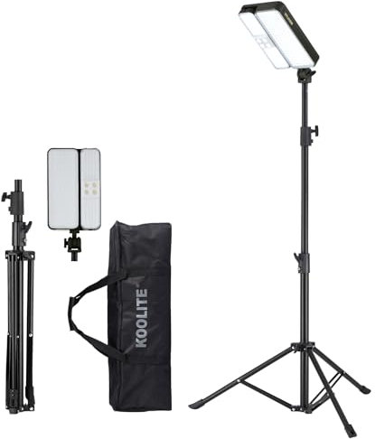 KOOLITE 8600mAh Rechargeable Work Light with Tripod Stand, Cordless Outdoor Camping Light 3000LM Dimmable LED Solar/Battery Powered, 78 Adjustable Height 3-in-1 Emergency Job Site Lighting