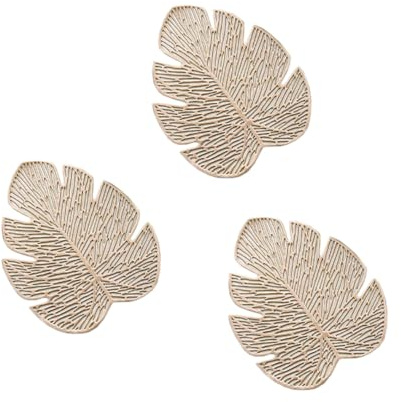 Anevous 10er Monstera Blatt Untersetzer, Getränkeuntersetzer Tischuntersetzer, Tischschutz Tassenuntersetzer für Getränke, Tassen, Weihnachten, Bankett, Geburtstag, Hochzeit,Gold