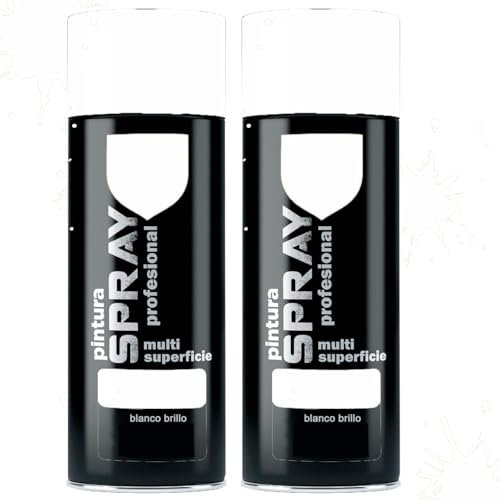 MORE FREE Pintura Spray Blanco Brillo de 400 ml Adecuado para las Superficies de Metal, Madera y Plástico Pack de 2 Unidad