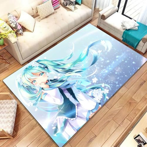 KIDSLOVE Anime Teppich, Anime-Mädchen Teppich Wohnzimmer 160x230cm Schlafzimmer Kinderteppich Cartoon Mädchen Kinderzimmer, Weihnachtsdekoration (4,80x160cm)
