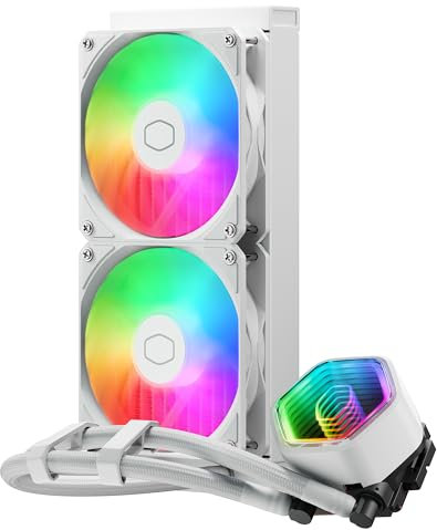 Cooler Master MasterLiquid 240 Core II Refrigeración Líquida - Sistema AIO 240 mm (TDP Máx 260W), Bomba Doble Cámara GR9, Ventiladores ARGB Gen 2 Mejorados, Kits AMD e Intel de Montaje Rápido, Blanco