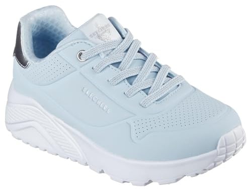 Skechers Mädchen UNO Lite Turnschuhe, Light Blue Synthetic/Silver Trim, 38 EU