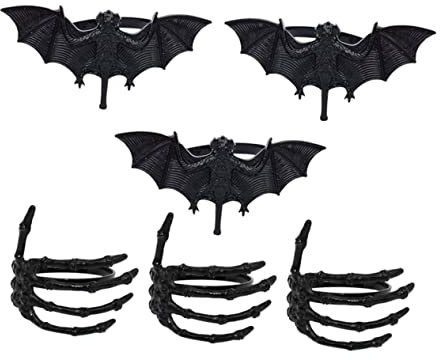 Cabilock 2 Sätze Halloween-serviettenringe Schläger Fledermaus Serviettenringe Im Freien Halloween Palm Serviettenringe Steht Funken Obst Inhaber Halloween- Legierung Black 6 Stück * 2