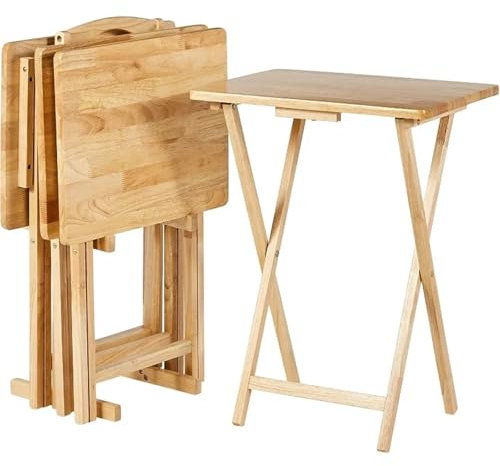 FVCTGHZ Mesa Plegable Rectangular clásica y portátil for TV(Black)