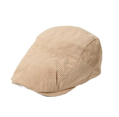 QuxetlRyz Schiebermütze Herren Flache Kappen for Männer Vintage Cord Kappen Herbst Winter Baskenmütze Retro Schirmmütze for Männer Mode Peaky Blinder Cap(Beige)