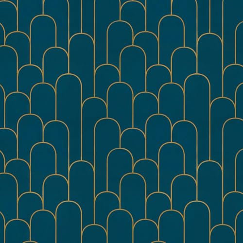 CiCiwind Selbstklebende Tapete Geometrische 44CM×20M Gold und Türkis Streifen Tapeten Möbelfolie Selbstklebend Wasserfest Klebefolie für Wand Möbel
