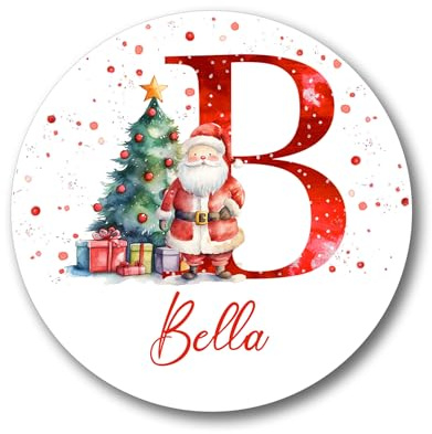 24 Personalised Christmas Initial Gift Labels Stickers, Santa Stickers Sweet Customised Gift Wrapping Name Tags