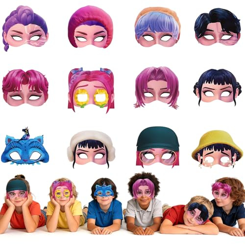 yumcute 12 Pack Kids Party Masks Role Play Costume Masks with Elastic Bands for Birthday, Halloween, Carnival & Dress Up Parties Boys Girls Party Supplies Assorted Designs