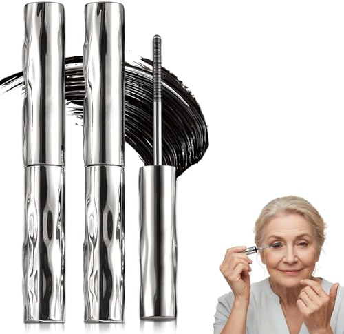 Mascara für ältere Frauen, 2026 Neu 3D Curling Eyelash Iron, Metal Mascara mit Metallbürste, Wasserfest Iron Eye Mas cara Volumengebende Wimperntusche Schnell Trocknend und Wischfest (2PC)