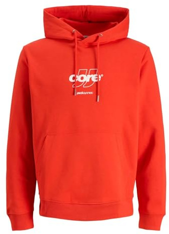 JACK & JONES Herren Hoodie Kapuzenpullover JCOCLUB Front Print Sweat Hood - Relaxed Fit