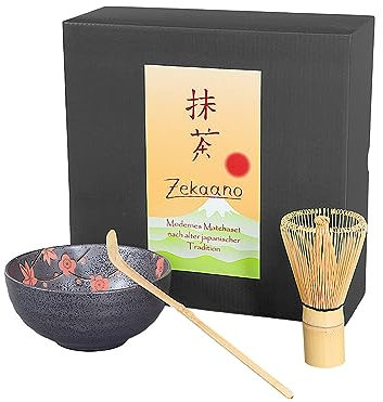 Aricola Matcha-Set 3-teilig, 250ml anthrazit rot, bestehend aus Matcha-Schale, Matcha-löffel und Matcha-Besen (Bambus) in Geschenkbox. Original