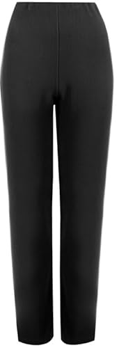 MyShoeStore 1 Pack Ladies Womens Straight Leg Trousers Finely Soft Ribbed Stretch Pull On Pants Casual Full Elasticated Waist Bottoms (Navy 14/27)