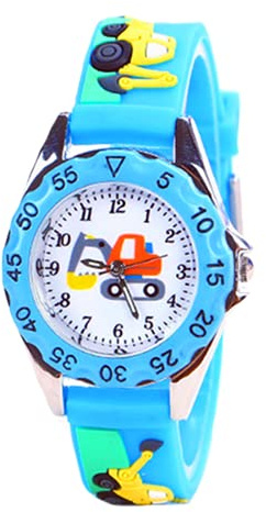 Mixe Time Teacher Boys Girls Analog Wrist Watch Cartoon Silicone (Truck)
