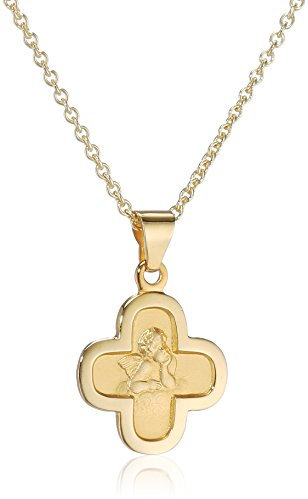 Xaana Kinder-Schutzengelanhänger Gott schütze Dich 12 mm aus 333er Gelbgold inkl. vergoldeter Silberkette 36/38 cm AMZ00151