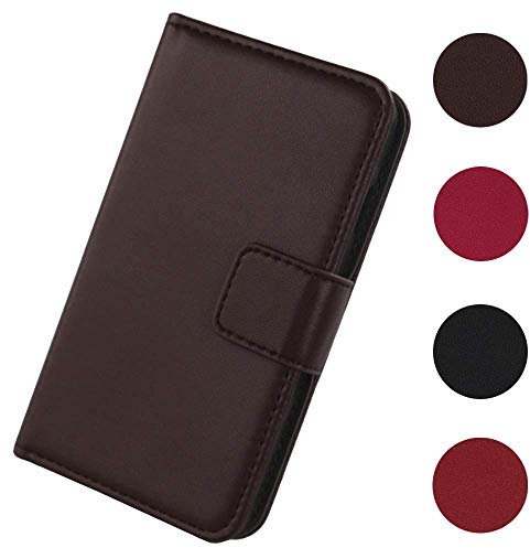 Lankashi Flip Premium Echt Leder Tasche Hülle Für TP-LINK neffos X1 / X1 Lite 5 Lederhülle Handyhülle Schutzhülle Klapphülle Handytasche Handy Schale Etui Brieftasche Wallet Cover Case (Dark Braun)