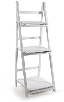 Scala scaletta porta asciugamani bagno in legno shabby chic 3 ripiani 41 * 38 * 110 cm TDE (Bianco)