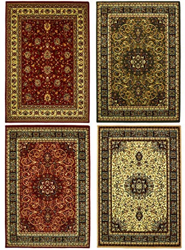 Teppich Kurzflor Wohnzimmer Hochwertig Traditionell Für alle Zimmer. (Burgund Anastasia Bcf, 200 cm x 300 cm)