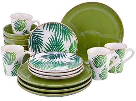 CreaTable, 22890, Serie IBIZA, 16-teiliges Geschirrset, Kombiservice aus Steingut, spülmaschinen- und mikrowellengeeignet, Made in Portugal