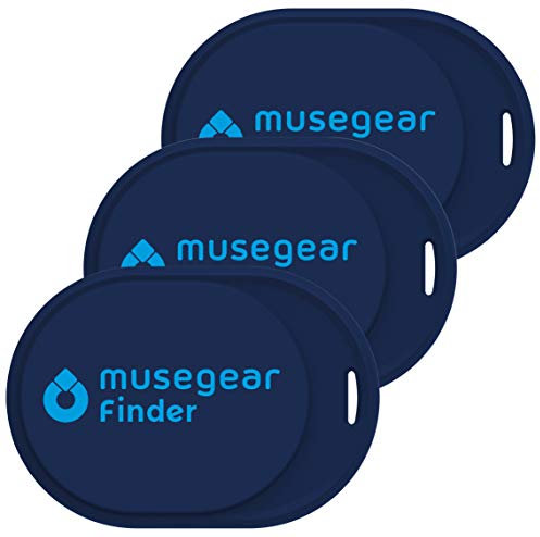 Musegear Schlüsselfinder mini mit Bluetooth App I Keyfinder laut für Handy in dunkelblau 3er Pack I Für iOS & Android I Schlüssel Finden