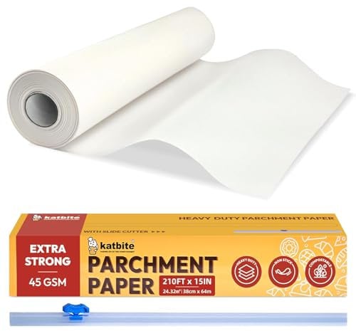katbite Backpapier Rolle 38cm x 64m, Antihaft Pergament Papier (38 cm Breite - Rolle)