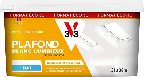 V33 Peinture plafond blanche mat, PLAFOND BLANC LUMINEUX, 3L