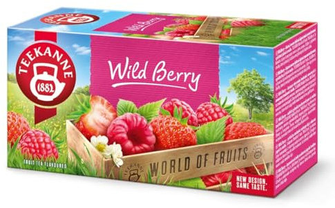 Teekanne Wild Berry Strawberry & Raspberry All Natural Fruit Flavored Infusion Tea with Sweet Blackberry Leaves and Rosehip 20 Teabags