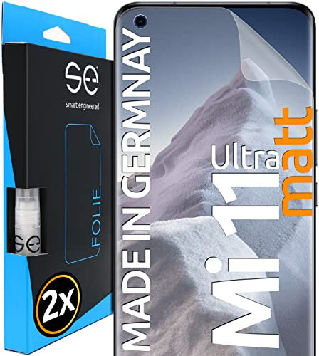 2x se® 3D SCHUTZFOLIE Entspiegelt für Xiaomi Mi 11 Ultra,Anti-Staub, 100% Fingerabdruck & FaceID kompatibel, einfache blasenfreie Installation, Ultra-Klar, Stoß-Kratzfest, aus Deutschland