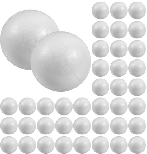 50 Stücke Weihnachten Kugel Styropor Figur Kugeln Vollkugel Mini Schaum Ball DIY Bemalen Basteln Weihnachtsbaum Miniature Handwerk Weihnachtsanhänger Weihnachtsdeko Weiß (5cm)
