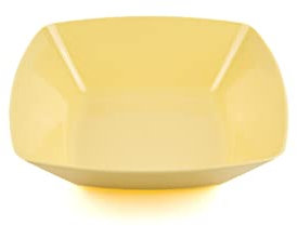 Buzztrove 4 Pcs Deep Square Plastic Bowls Set | 16 cm, 19 cm & 24 cm | Unbreakable Colorful Bowls for Parties, E-Co Friendly, Reusable Bowls for Salad & Pasta (Yellow, 16 x 16cm)