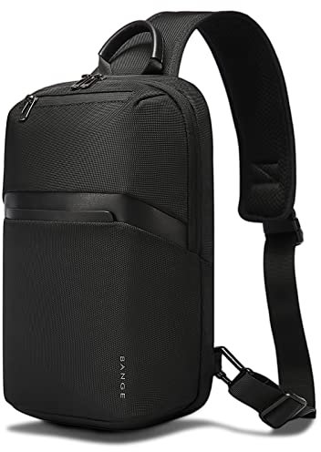 BANGE Sling Bag, Wasserdichte Herren Brusttasche Schultertaschen Crossbody Sling Rucksack für Herren, Schwarz 7719