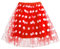 Tüllrock Damen, 45cm Damen Tutu Reifrock, Tütü Mädchen, Rot mit weiß Gepunktet Unterrock Petticoat, Dehnbaren Teenager Ballett Tanzen Dress, Frauen Rock für Halloween Fasching Karneval Motto Party C15