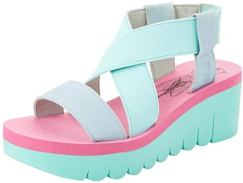 FLY London Damen-Sandalen mit Knöchelriemen, Größe 35, 36, 37, 38, 39, 40, 41, 42, M, Himmelblau, Minze, Flieder, 41 EU