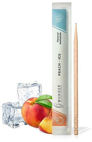 Wunder Zahnstocher mit Geschmack - Pfirsich Ice - 100er Pack | Einzeln verpackt - intensiver Geschmack - frischer Atem - gegen Nägelkauen - Alternative zu Kaugummi - zuckerfrei