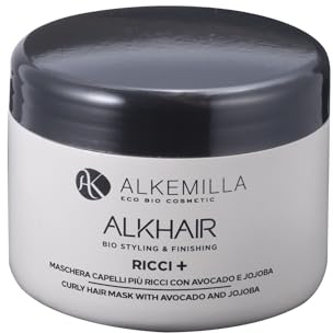 Alkemilla Maske für lockiges Haar + mit Avocado und Jojoba (250 ml) - CGM-Methode, Entwirren, Beseitigt Frizz