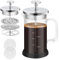 Nukeekee Mini cafetera de prensa francesa de 12 onzas, pequeña prensa francesa, vidrio transparente, taza única, fácil de llevar, regalo de viaje, acero inoxidable 304, vidrio de borosilicato de 350