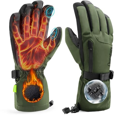 Qunature Ski Handschuhe Damen/Herren Thermo Winterhandschuhe Wasserdicht | Touchscreen Winddichte Schneehandschuhe XS-XL für Skifahren, Snowboarden, Wandern