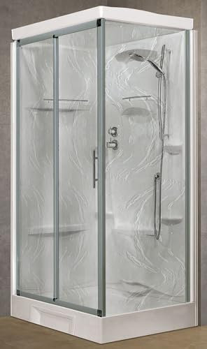 Novellini New Holiday 2P+F Standard Tettuccio 120x80 cm Cabina Doccia Attrezzata 1 Anta Scorrevole Reversibile Miscelatore Meccanico Vetro Aqua Profilo Silver Ripiani Asta Doccetta Altezza 217,5 cm