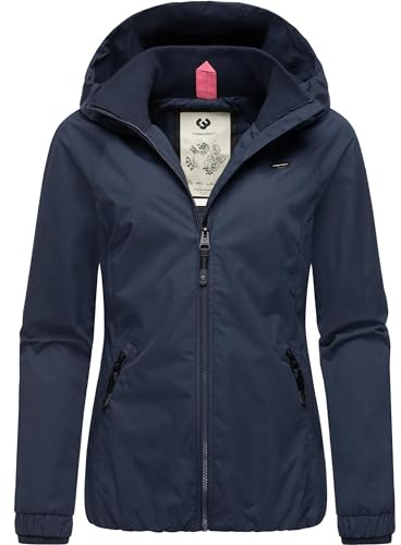 Ragwear Damen wasserdichte Übergangsjacke leichte Jacke kurz mit Kapuze Dizzie Intl Navy024 Gr. XL