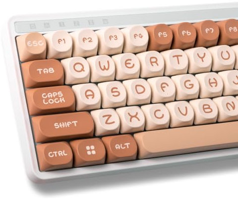 UKVEY PBT Double-Shot Tastenkappen-Set für mechanische Tastatur, MOA-Profil, gemütliches Stimmungsdesign, kompatibel mit MX-Clone-Schaltern, Melange, 130-teilig