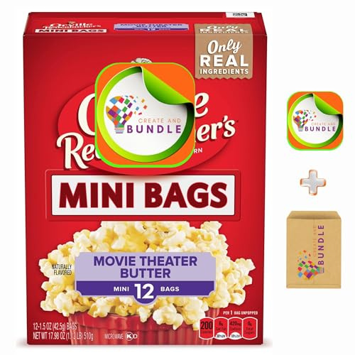 Orville Redenbacher's Movie Theatre Butter Microwave Popcorn Mini Bags 1.5 oz Pack of 12 - Gluten Free, No Artificial Flavors + CreativeAndBundle Sticker