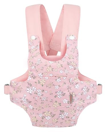 GAGAKU Puppentrage Puppenzubehör Babytrage für Puppen Bauchtrage mit verstellbaren Trägern Kinder Puppen Trage Spielzeug Puppenzubehör - Rosa (Birnenblüte)