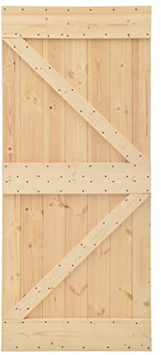 Porta scorrevole con ferramenta, 80 x 210 cm, legno di pino massiccio, 3057582