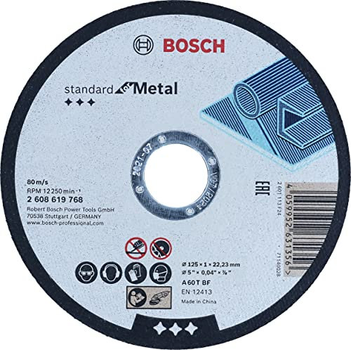 Bosch 10x Standard for Metal Straight Cutting Trennscheibe (für Bleche, Stahl, Ø 125 x 1 x 22, 23 mm, Zubehör Winkelschleifer)