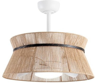 Sulion - Lámpara con Ventilador de Techo Oculto IRENE - Con 3 Palas - Motor DC 2.0 - Iluminación LED 3CCT - Función Verano/Invierno - Color Blanco Mate - Pantalla decorativa - Control Remoto